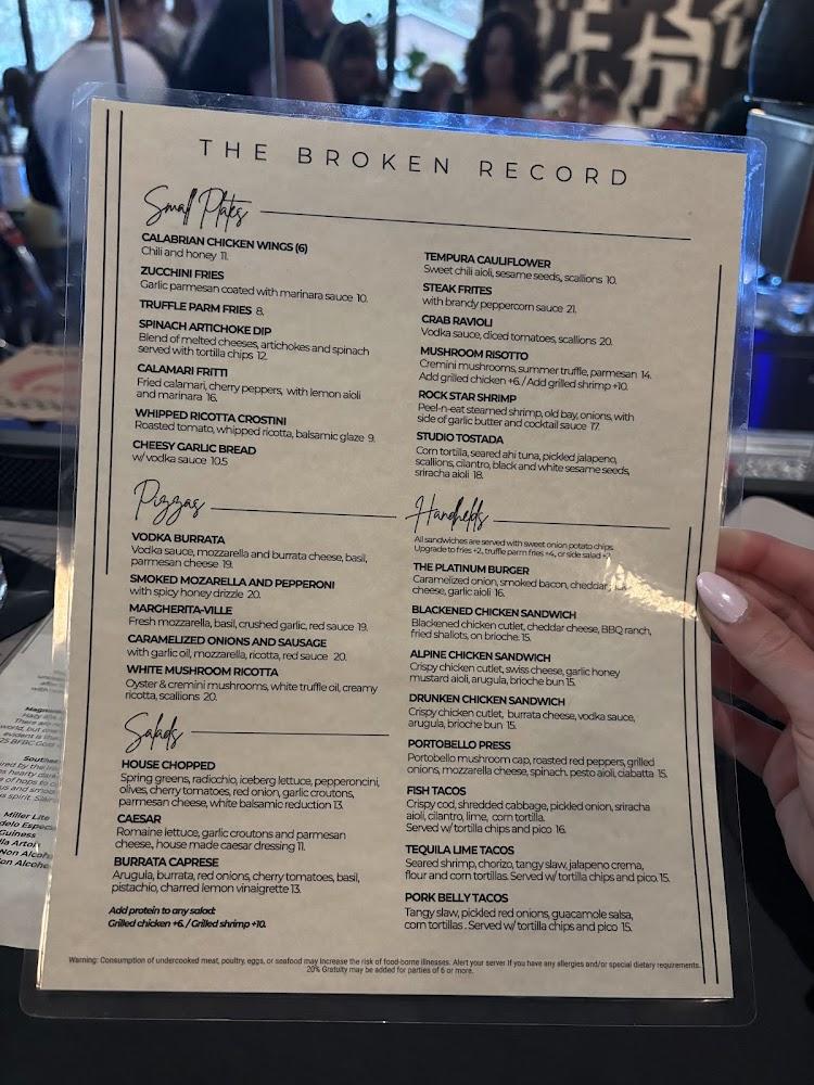 The Broken Record Menu image 4